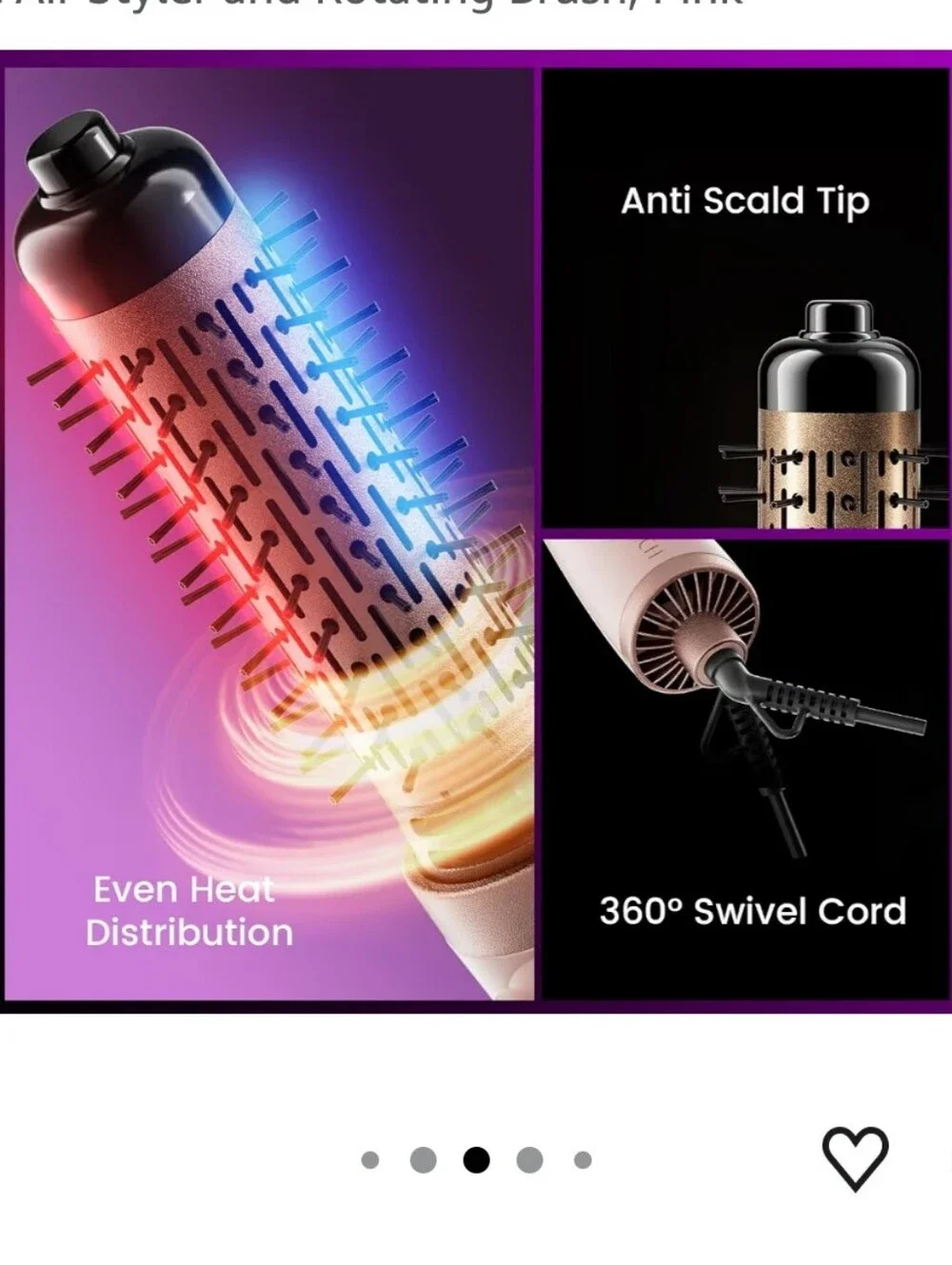 Rotating Blow Dryer Brush with 2 Detachable Brushes